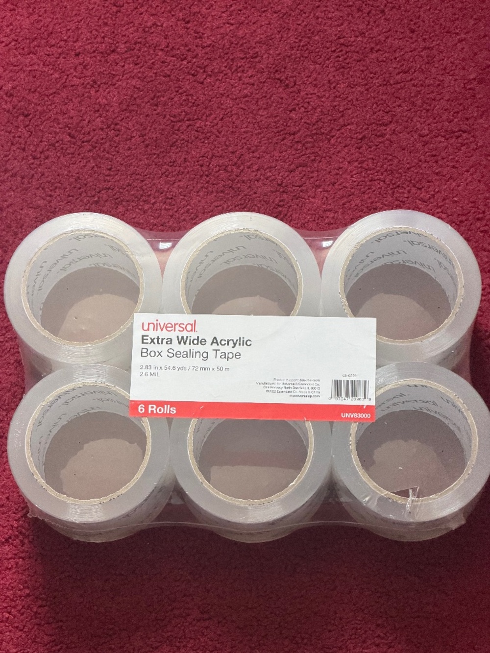 UNIVERSAL Extra Wide Acrylic Box Sealing Tape 6 Rolls